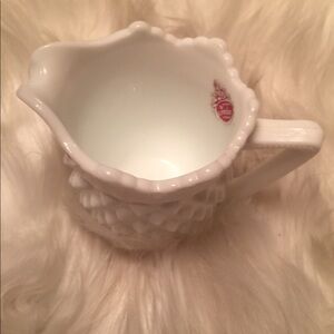 Fenton auth. Handmade Hobnail Milk Glass Pitcher